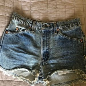 Vintage Orange Tab 505 Jean Cutoff Shorts